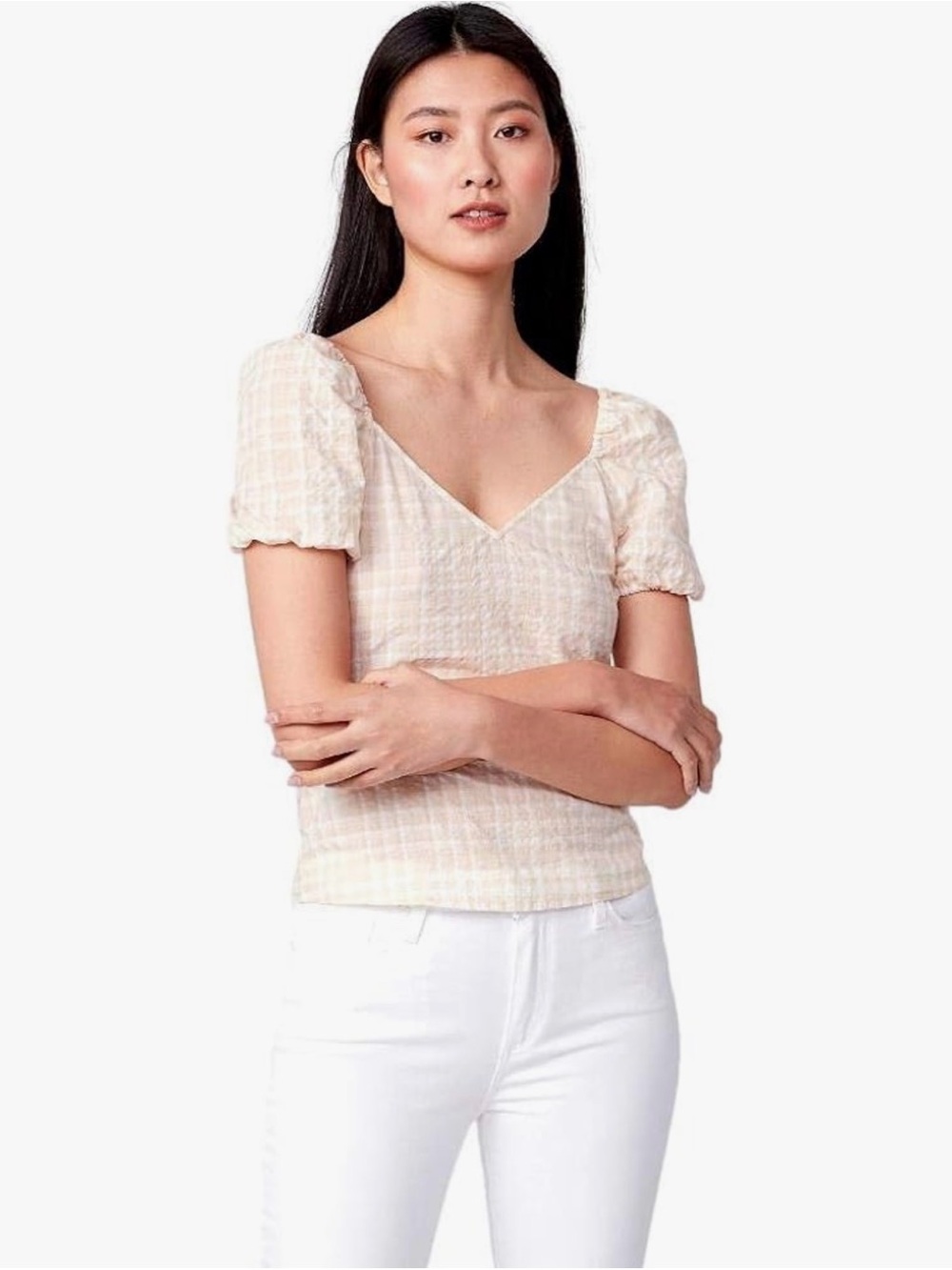Paige Gkelina V Neck Pruff Sleeve Top